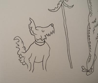 Charles PICART LE DOUX : Jeune femme au chien - Gravure originale signée 2