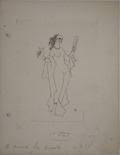 Charles PICART LE DOUX : Vanité : la beauté - Gravure originale signée 2