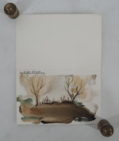Colette PETTIER (1907-1983), Prairie en hiver -  Aquarelle originale signée 2