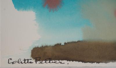 Colette PETTIER (1907-1983), Paysage au ciel bleu - Aquarelle originale signée 2