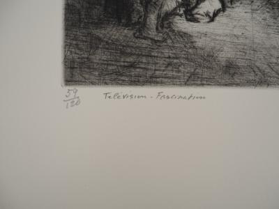 Colette ROCHE Télévision - Fascination, 1973 - Gravure sur cuivre originale signée 2