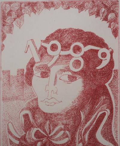 Jeanne ESMEIN 1989, 1989 - Gravure sur cuivre originale signée 2