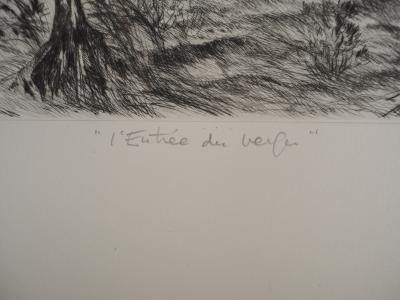 Paulette HUMBERT, L'entrée du verger, 1974 - Gravure sur cuivre originale signée 2