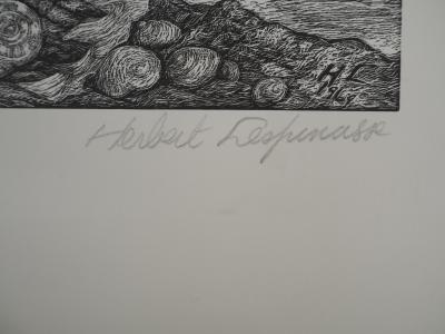 Herbert LESPINASSE, Le calvaire, 1969 - Gravure sur bois Signée 2