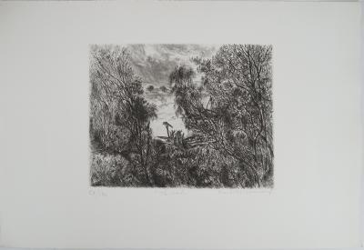 Paulette HUMBERT, Le merle, 1980 - Gravure sur cuivre originale Signée 2
