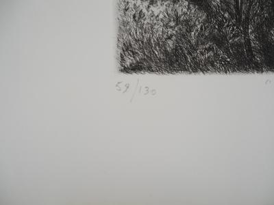 Paulette HUMBERT, Le merle, 1980 - Gravure sur cuivre originale Signée 2