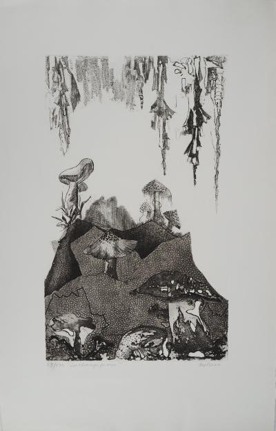 Madeleine MELSONN, Les champignons, v. 1970-80 - Gravure sur cuivre originale signée 2