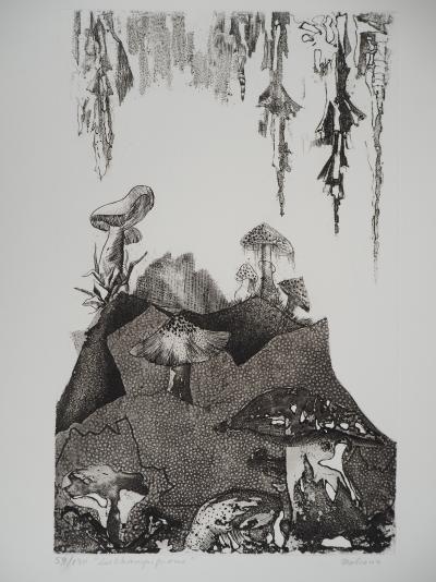 Madeleine MELSONN, Les champignons, v. 1970-80 - Gravure sur cuivre originale signée 2