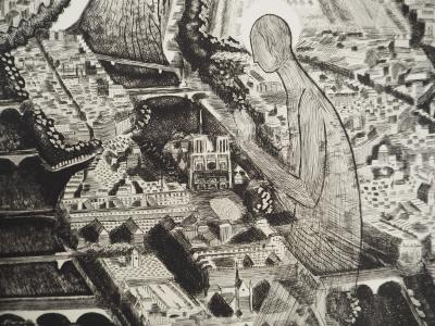 Colette PETTIER, Sainte Geneviève, 1982 - Gravure sur cuivre originale Signée 2