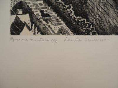 Colette PETTIER, Sainte Geneviève, 1982 - Gravure sur cuivre originale Signée 2