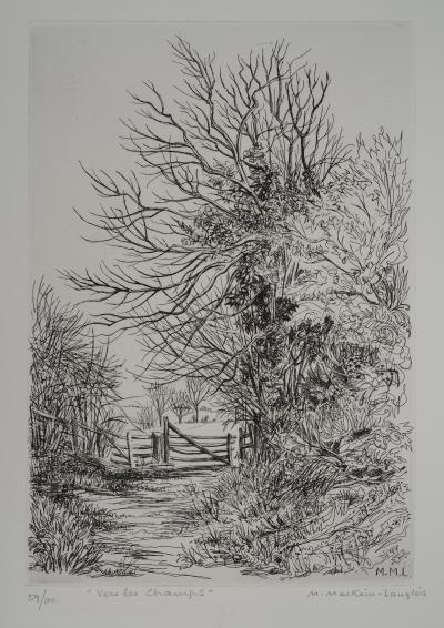 Marguerite MACKAIN-LANGLOIS, Vers les champs, 1969 - Gravure sur cuivre originale Signée 2