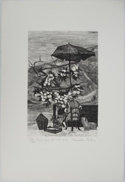 Danièle FUCHS (1931-2013), Oranges et citrons, 1966 - Gravure sur cuivre originale Signée 2