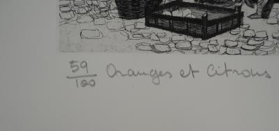 Danièle FUCHS (1931-2013), Oranges et citrons, 1966 - Gravure sur cuivre originale Signée 2