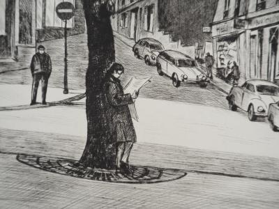 Maxime JUAN, Paris : place Jussieu et rue des Boulangers, 1968 - Gravure sur cuivre originale Signée 2