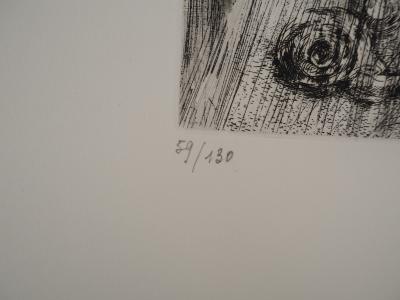 Jeanne ESMEIN, Jardin sous la pluie, 1976 - Gravure sur cuivre originale Signée 2
