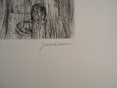 Jeanne ESMEIN, Jardin sous la pluie, 1976 - Gravure sur cuivre originale Signée 2
