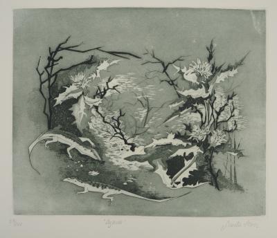 Ginette SEXER, Lezards, 1965 - Gravure sur cuivre originale Signée 2