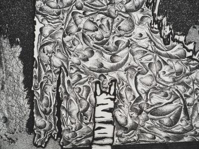 Jean-Gérard GWEZENNEG, L'errant : Feuillet aux sécrétions, 1994 - Gravure sur cuivre originale Signée 2