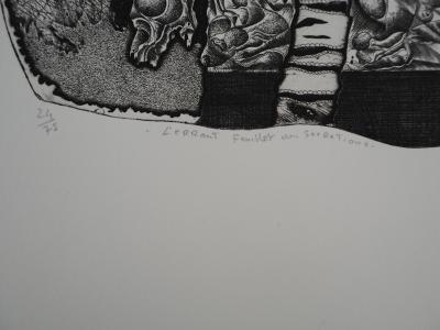 Jean-Gérard GWEZENNEG, L'errant : Feuillet aux sécrétions, 1994 - Gravure sur cuivre originale Signée 2