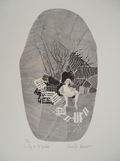 Louis-René BERGE (1927-2013), Le sage et l'effronté - Gravure sur cuivre originale Signée 2