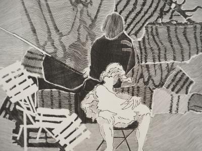 Louis-René BERGE (1927-2013), Le sage et l'effronté - Gravure sur cuivre originale Signée 2