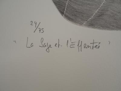 Louis-René BERGE (1927-2013), Le sage et l'effronté - Gravure sur cuivre originale Signée 2