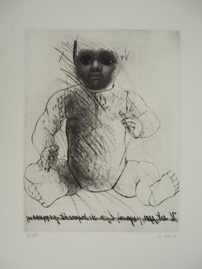 Catherine KEUN (1958), Poupée griffonnée - Gravure sur cuivre originale Signée 2