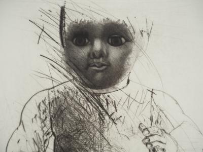 Catherine KEUN (1958), Poupée griffonnée - Gravure sur cuivre originale Signée 2
