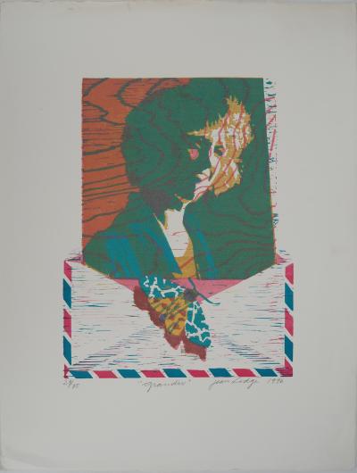 Jean LODGE, Grandir, 1996 - Gravure sur bois originale Signée 2