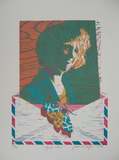 Jean LODGE, Grandir, 1996 - Gravure sur bois originale Signée 2