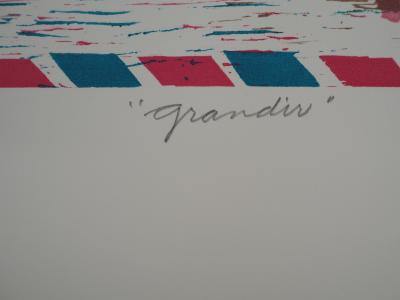 Jean LODGE, Grandir, 1996 - Gravure sur bois originale Signée 2