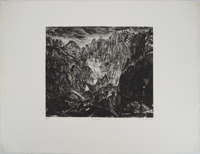 Yves DOARÉ, Le guetteur, 1992  Gravure sur cuivre originale Signée 2
