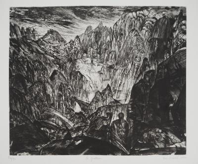 Yves DOARÉ, Le guetteur, 1992  Gravure sur cuivre originale Signée 2