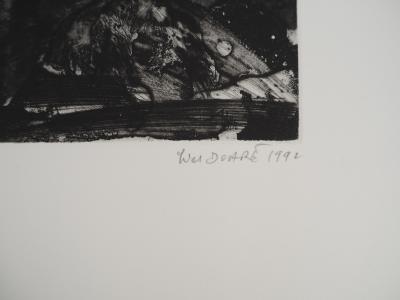 Yves DOARÉ, Le guetteur, 1992  Gravure sur cuivre originale Signée 2