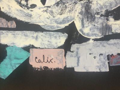 Robert ALIX - Composition au nu - Huile sur papier noir signée 2