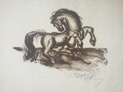 Franz PRIKING - Cheval cabré - Lithographie originale signée 2