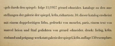 Gérhard SCHNEIDER - Geh durch den Spiegel, 1957 - Catalogue d’exposition avec une lithographie originale 2