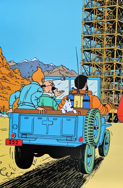 HERGE : Objectif Lune, AFFICHE Originale, édition officielle (Musée Tintin) 2
