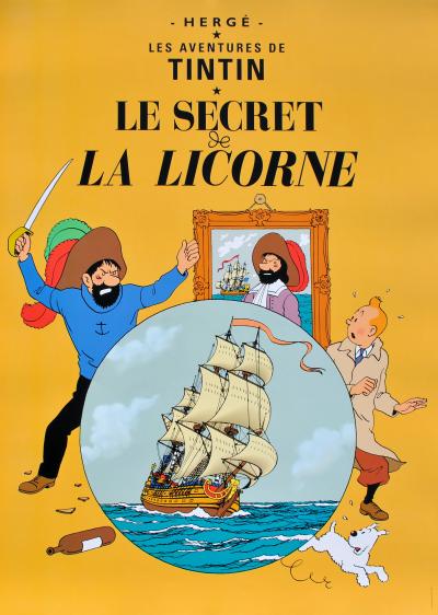 HERGE : Le secret de la Licorne, AFFICHE Originale, édition officielle (Musée Tintin) 2