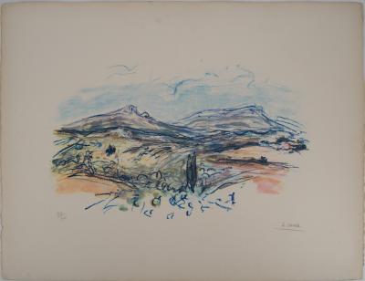 Antoine SERRA (1908-1995), Cyprès et montagnes, vers 1970 - Lithographie originale Signée 2