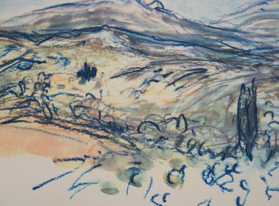 Antoine SERRA (1908-1995), Cyprès et montagnes, vers 1970 - Lithographie originale Signée 2