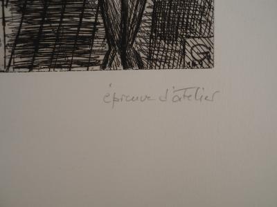 Marcel GROMAIRE : Au bar, la serveuse - Gravure sur cuivre originale Signée 2