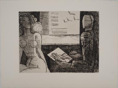 Marcel GROMAIRE :  Muse posant - Gravure sur cuivre originale Signée 2