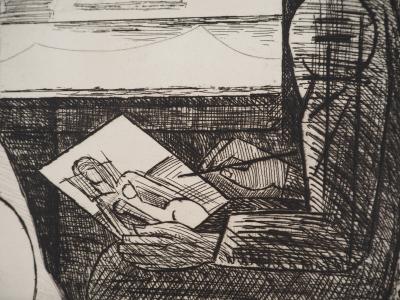 Marcel GROMAIRE :  Muse posant - Gravure sur cuivre originale Signée 2