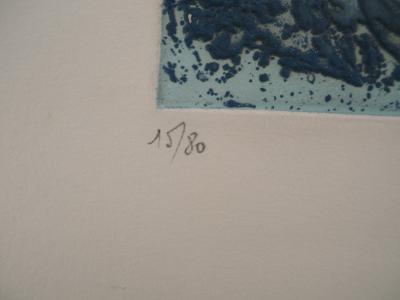 Roland LAFORCADE (1925), Orgnac bleu - Gravure originale au carborundum Signée 2