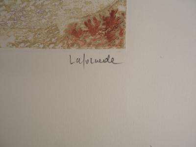 Roland LAFORCADE (1928), La Rhune - Gravure originale au carborundum et aquatinte Signée 2