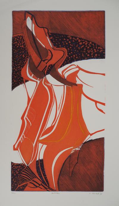 Luce NAVAL (1938), Pélican - Gravure sur cuivre originale, aquatinte Signée 2