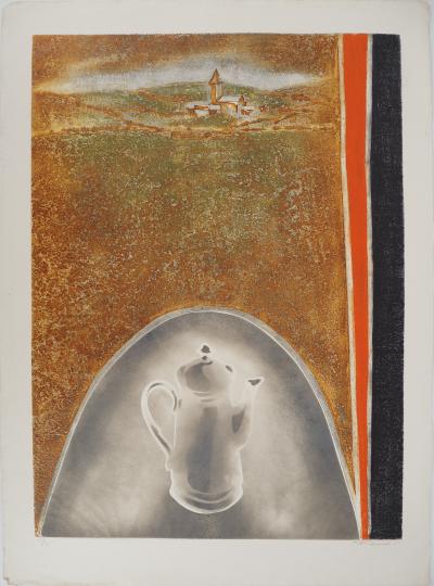 Marcel FIORINI (1922-2008), La cafetière - Gravure originale au carborundum et aquatinte Signée 2