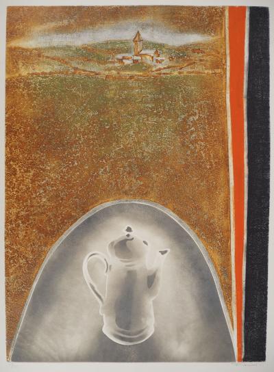 Marcel FIORINI (1922-2008), La cafetière - Gravure originale au carborundum et aquatinte Signée 2