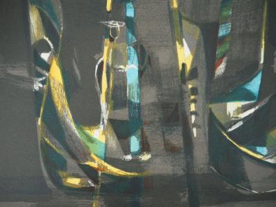Marcel MOULY : Les gondoles devant St Georges la nuit - Lithographie originale Signée 2